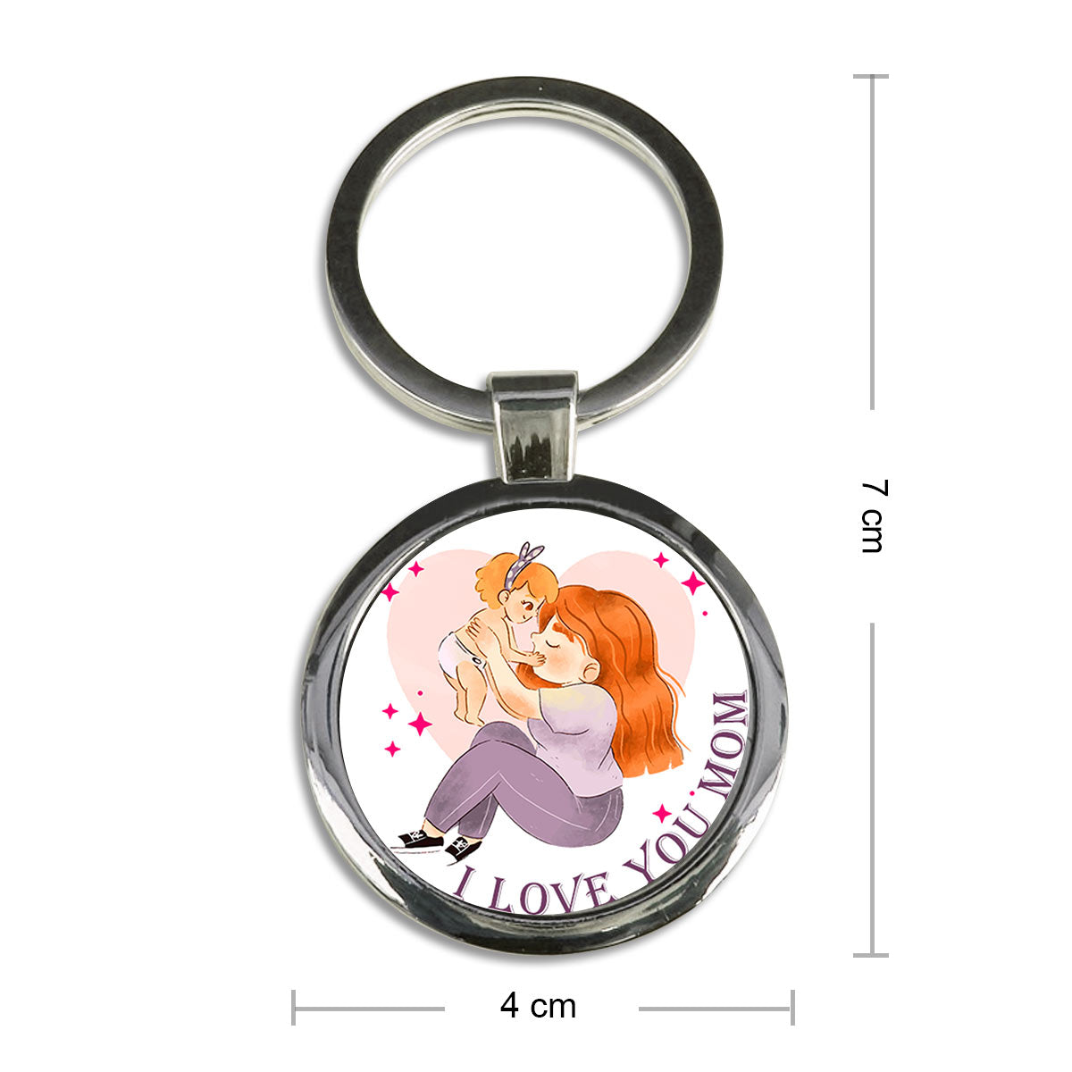 I Love You Mom Round Metal Keychain Gift For Mother's Day 4