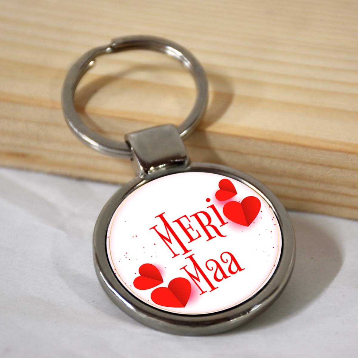 Meri Maa Round Metal Keychain-1