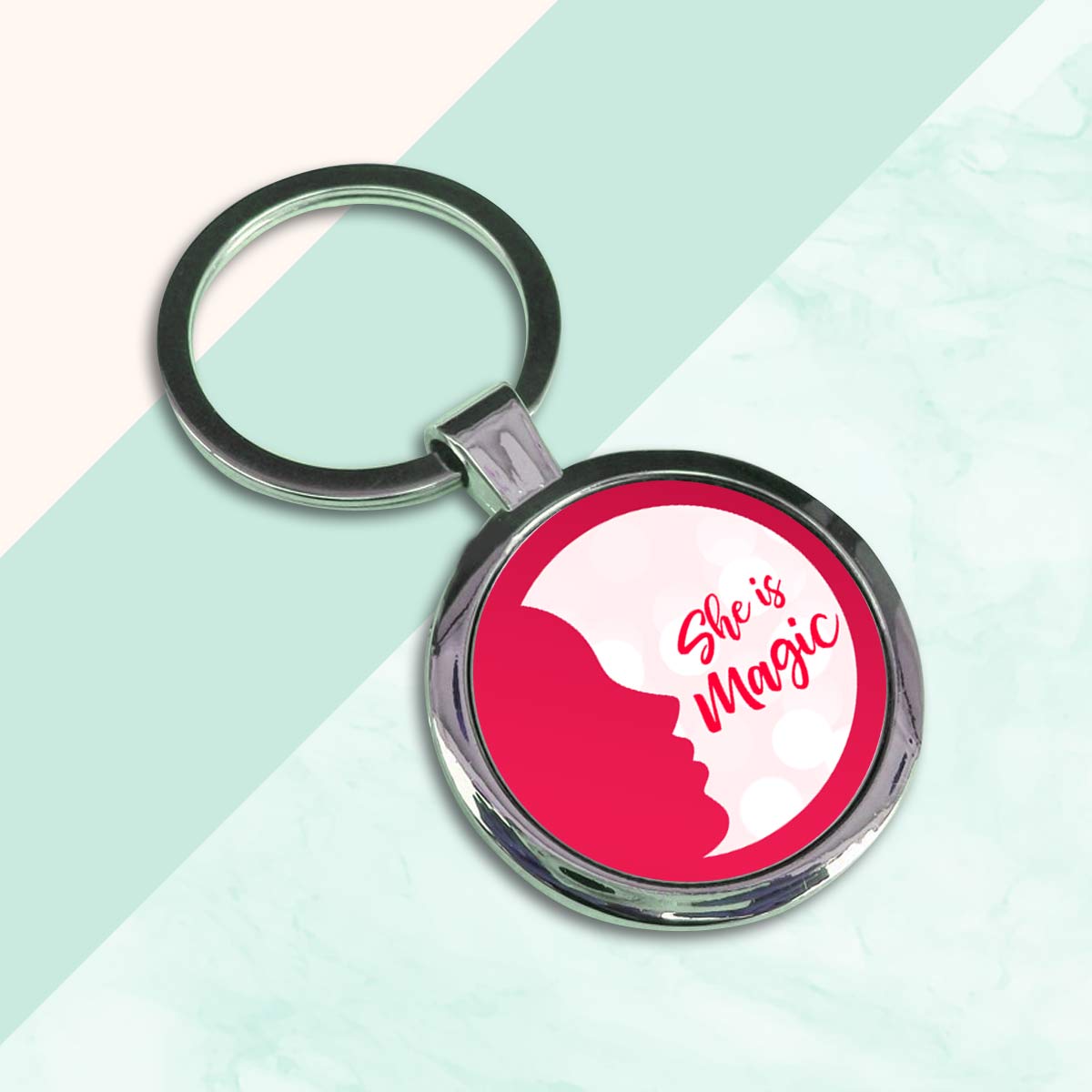 She Is Magic Round Metal Keychain Gift For Mother's Day 2