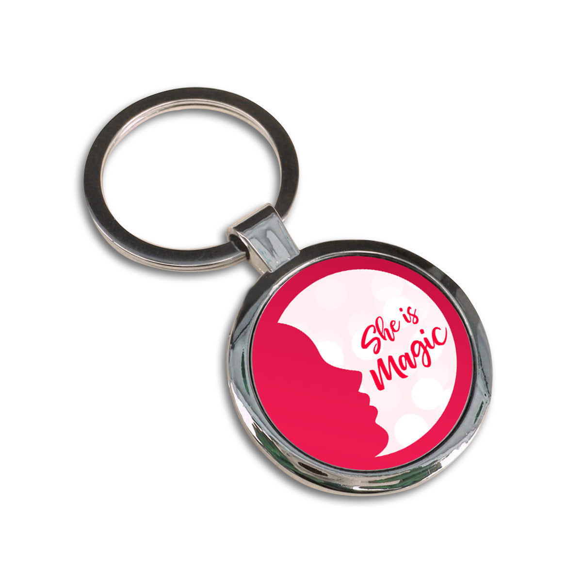 She is Magic Round Metal Keychain for Mom-3
