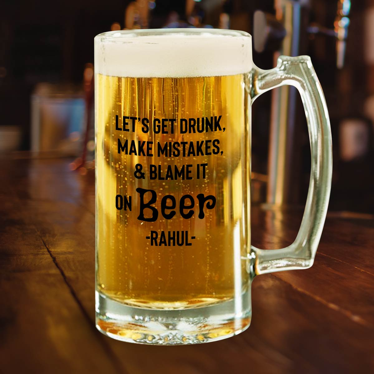 Personalised Let's get Drunk Transparent Beer Mug