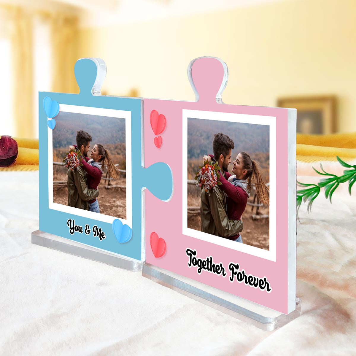 Personalised  You & Me Together Forever Acrylic Puzzle Keepsake Set-3