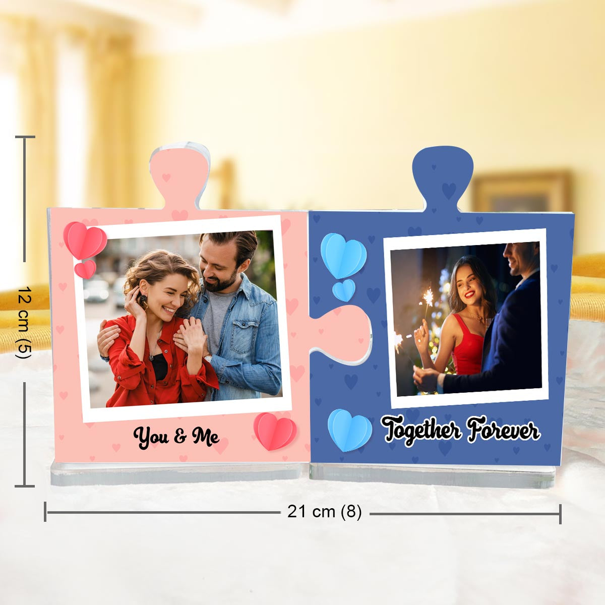 Personalised You & Me Together Forever Hearts Acrylic Puzzle Keepsake Set-5