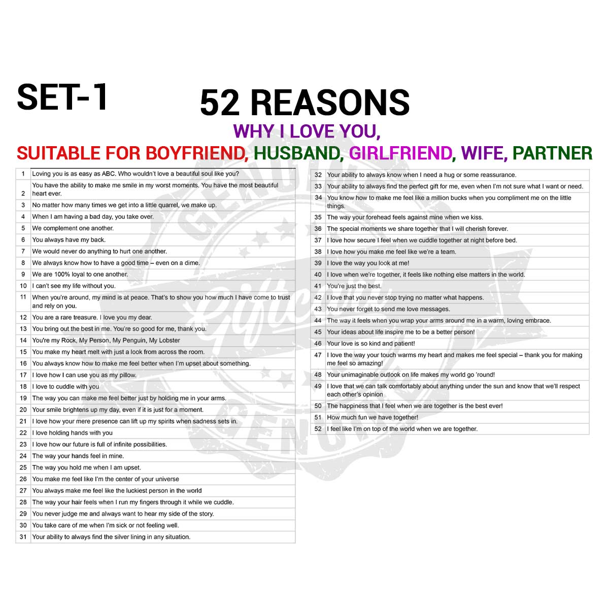 Personalised 52 Reasons Why I Love You Bulb Jar