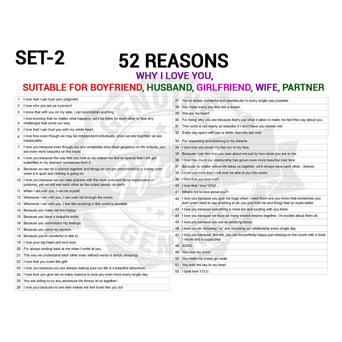 Personalised 52 Reasons Why I Love You Bulb Jar