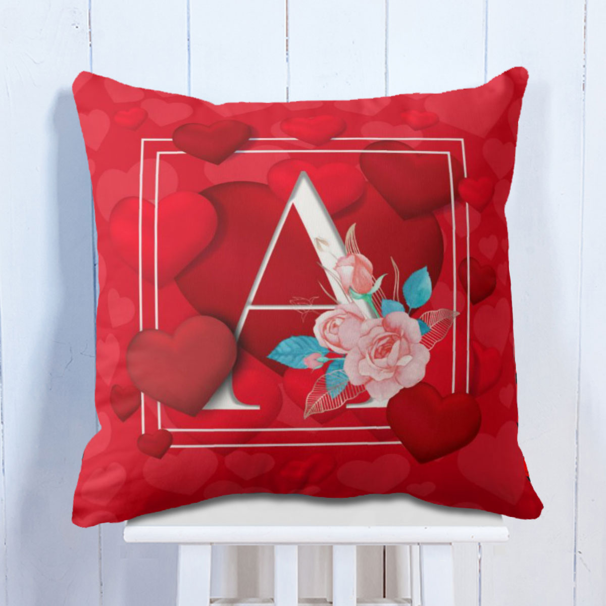 Personalised Love Initial Cushion - Red