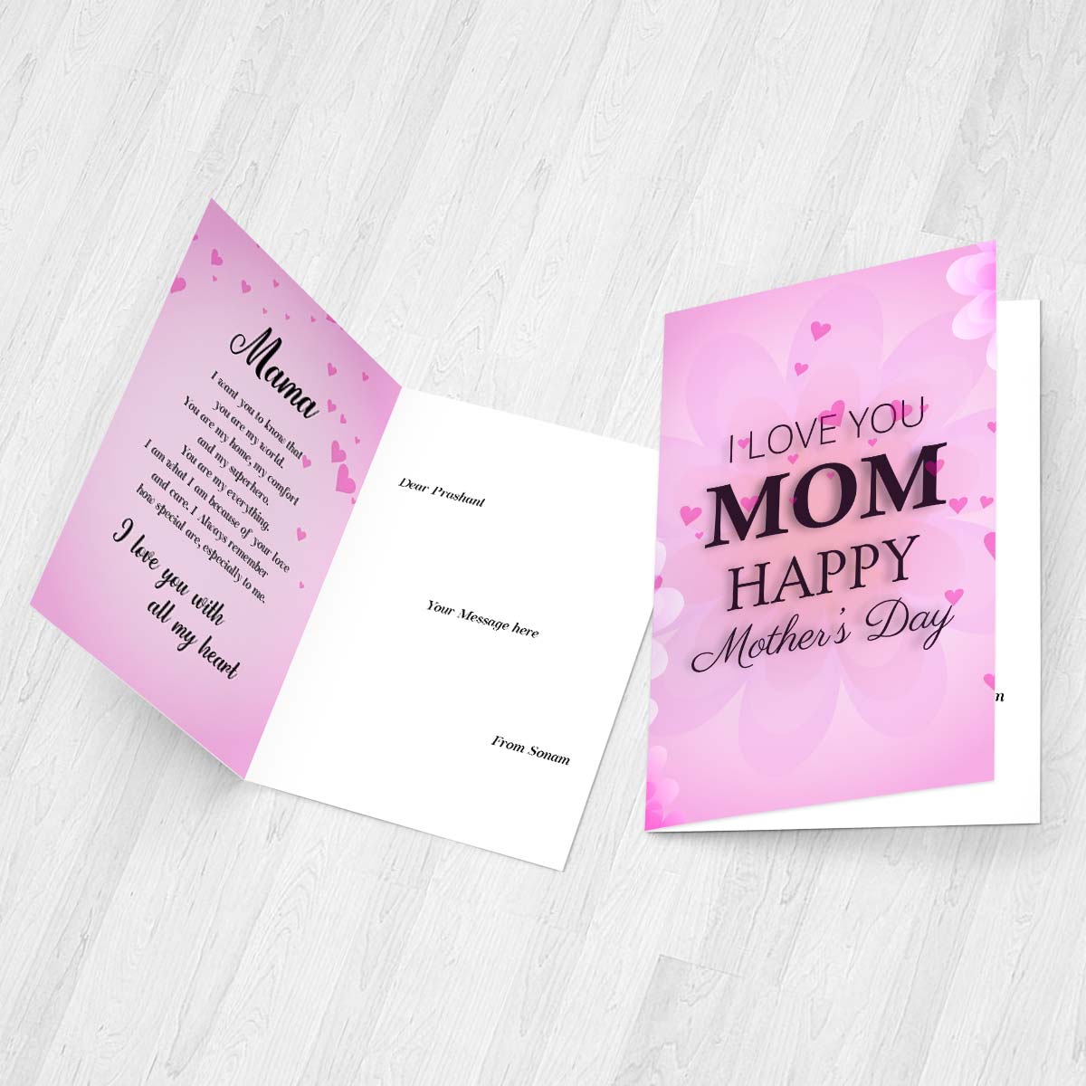 Personalised Love You Mom Mothers Day Greeting Card-3