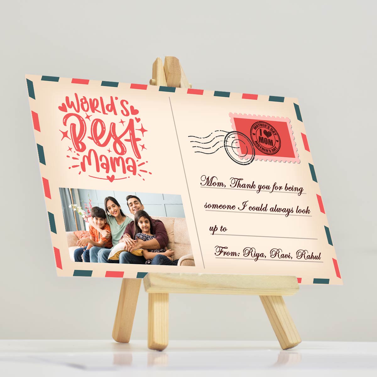Customized World's Best Mama Postcard With Easel Gift For Mom 1