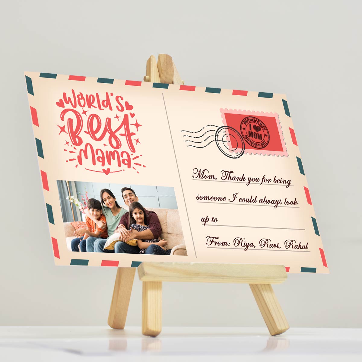 Personalised Mothers Day Postcard with Easel