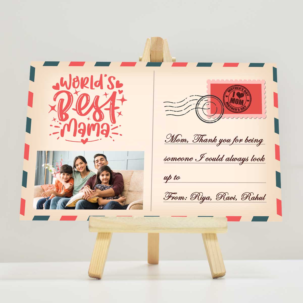 Customized World's Best Mama Postcard With Easel Gift For Mom 2