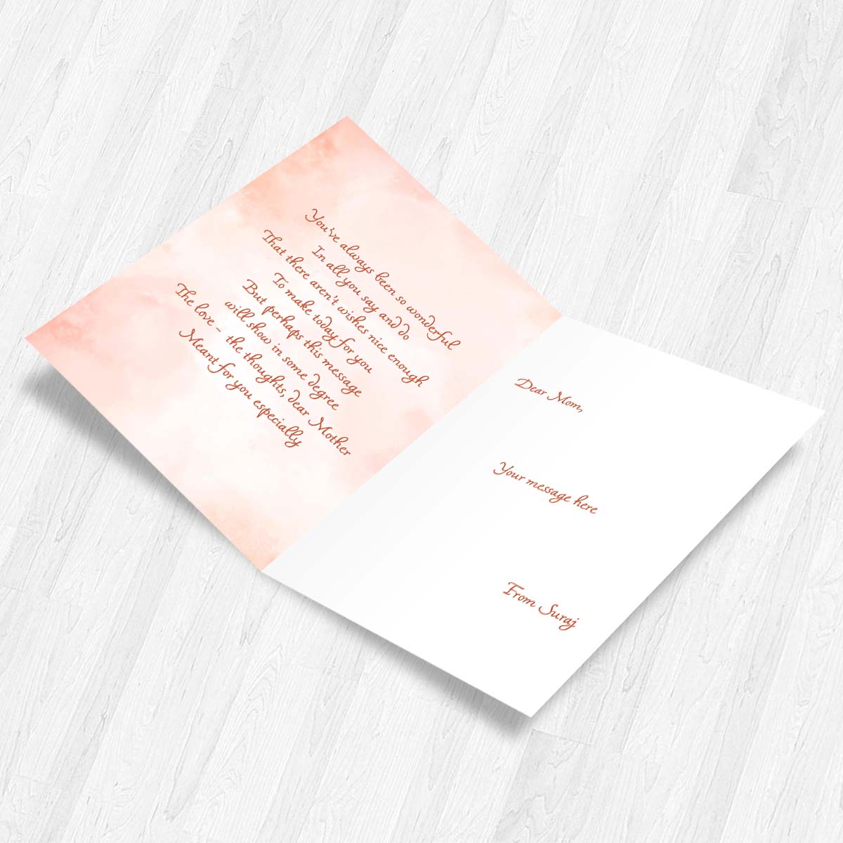 Customized Love You Mom Greeting Card For Mother 2