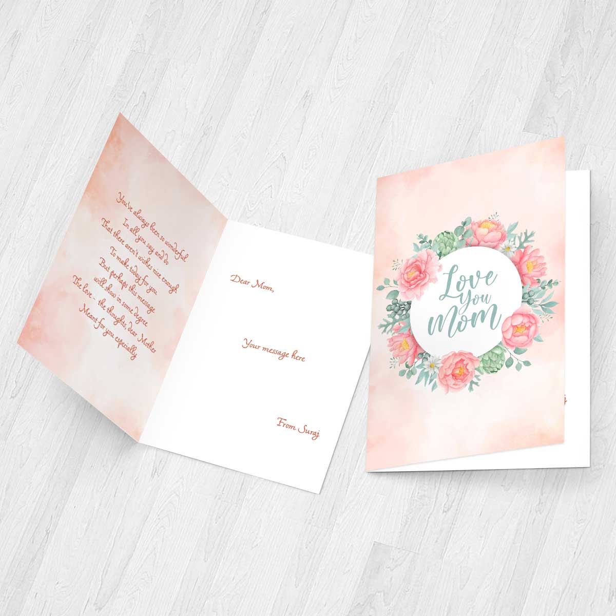 Customized Love You Mom Greeting Card For Mother 3