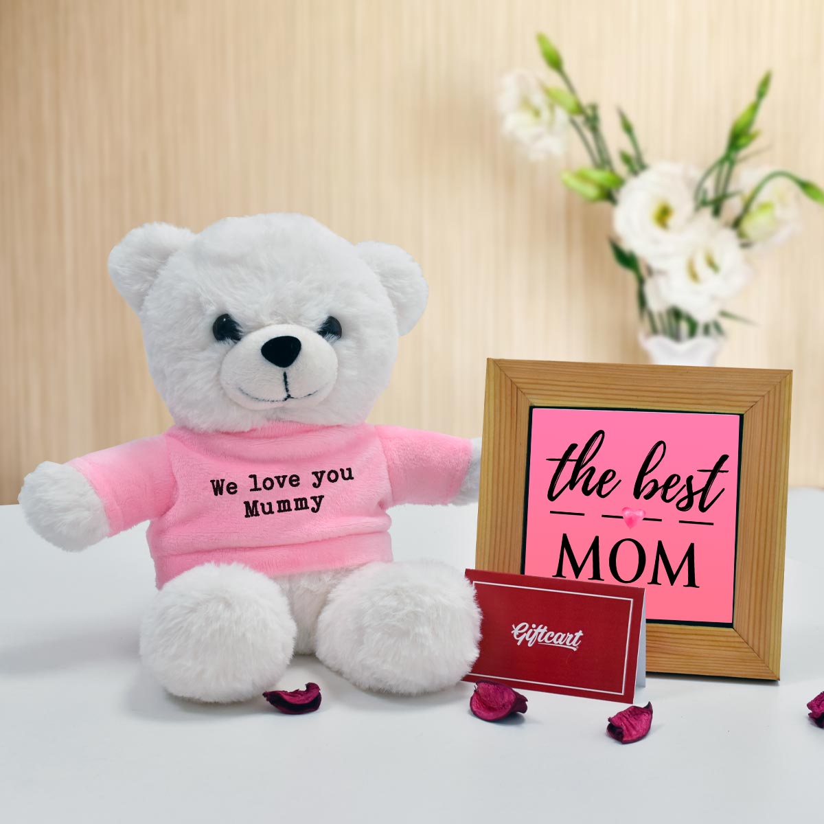 We Love you Mommy Teddy and Table Top with Greeting Card Hamper-3