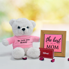 We Love you Mommy Teddy and Table Top with Greeting Card Hamper-6