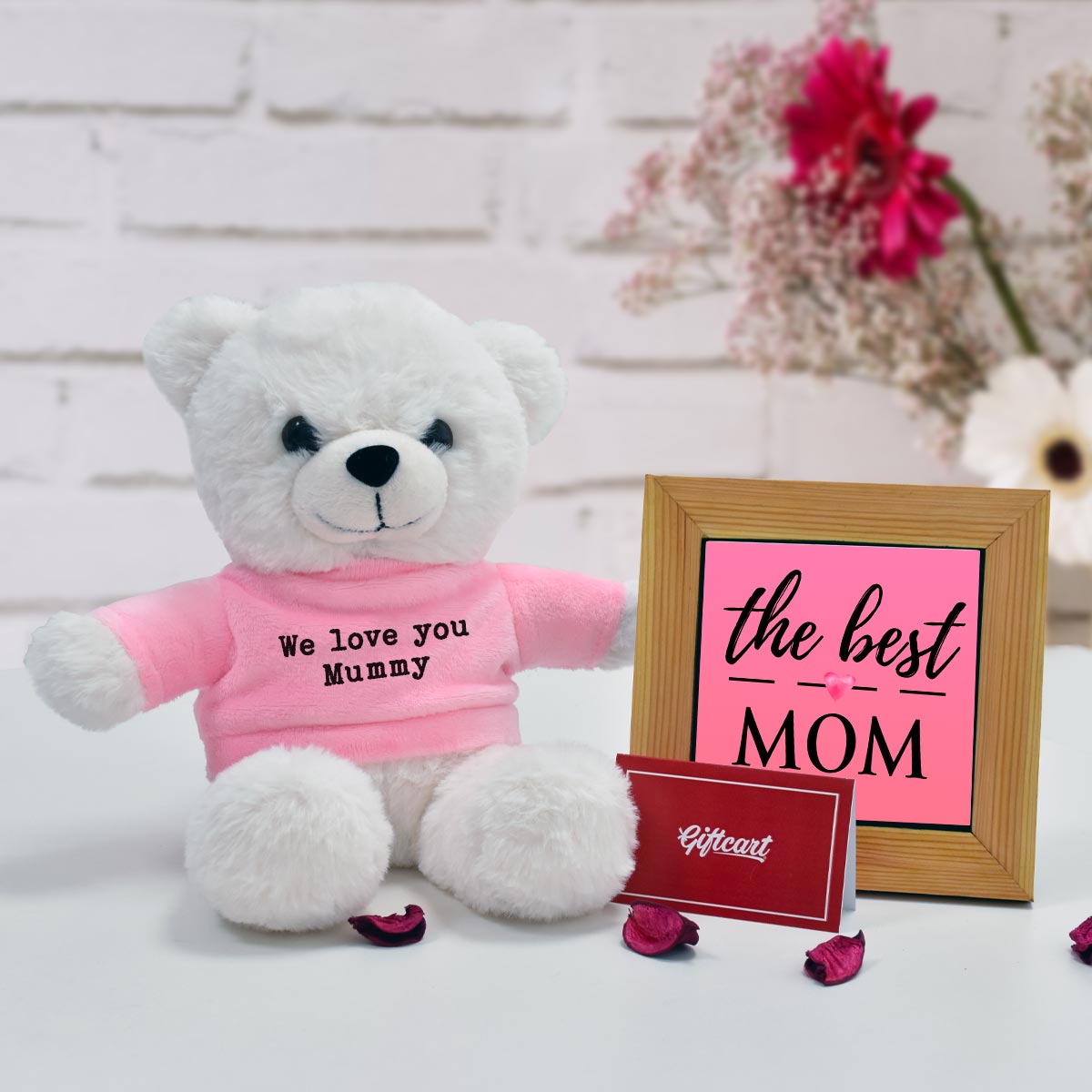 We Love you Mommy Teddy and Table Top with Greeting Card Hamper-2