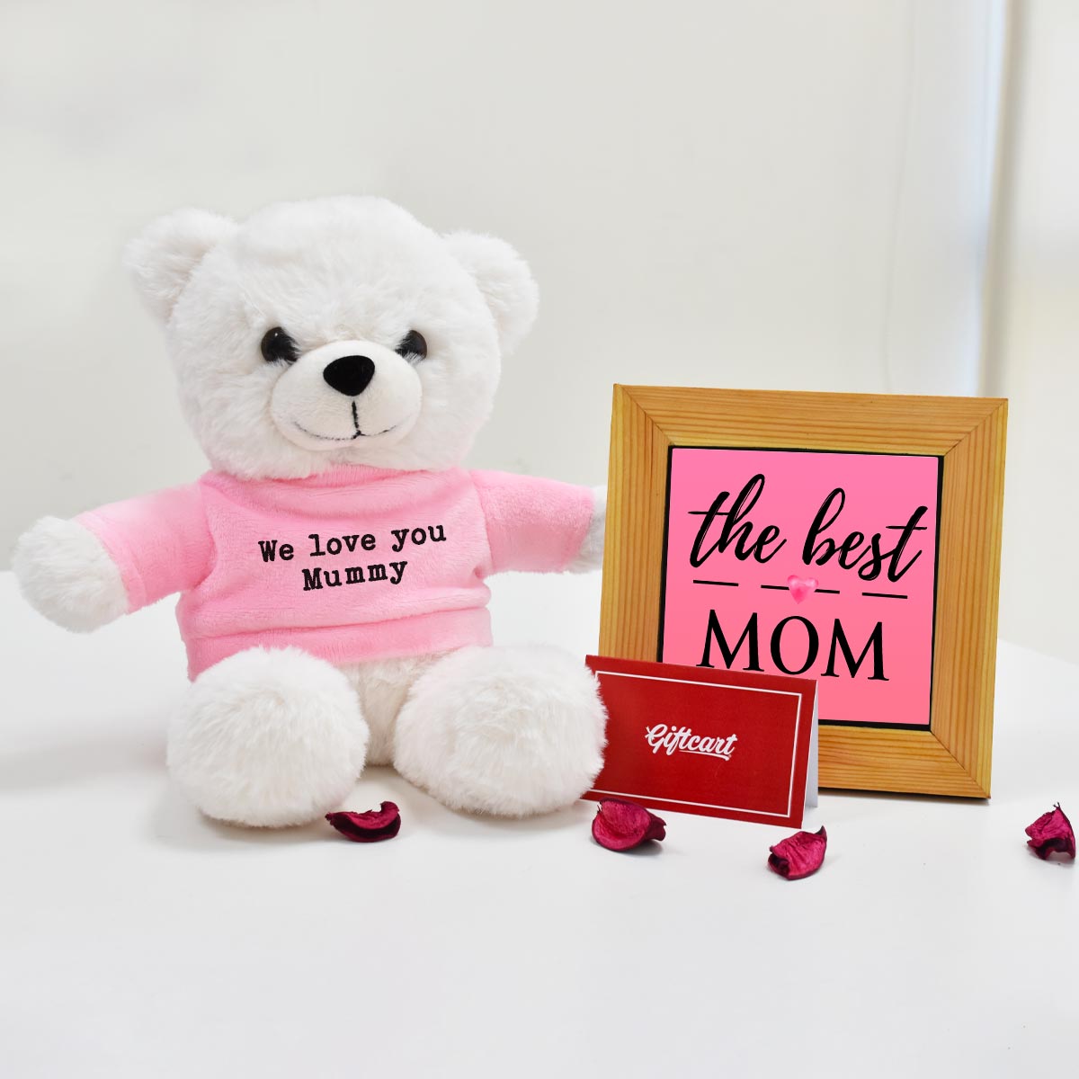 We Love you Mommy Teddy and Table Top with Greeting Card Hamper-1