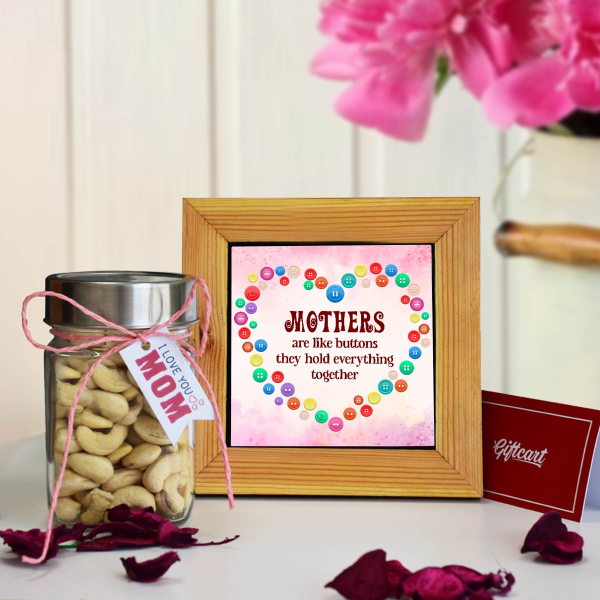 Mothers Day hamper with Cashew Nuts & table top-1