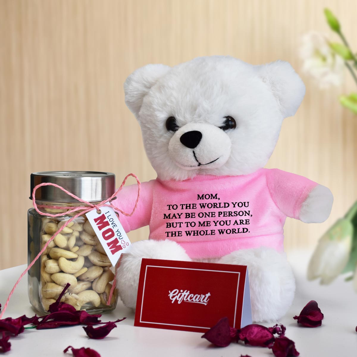 Cashew Nuts And Teddy Gift Hamper For Mom-2