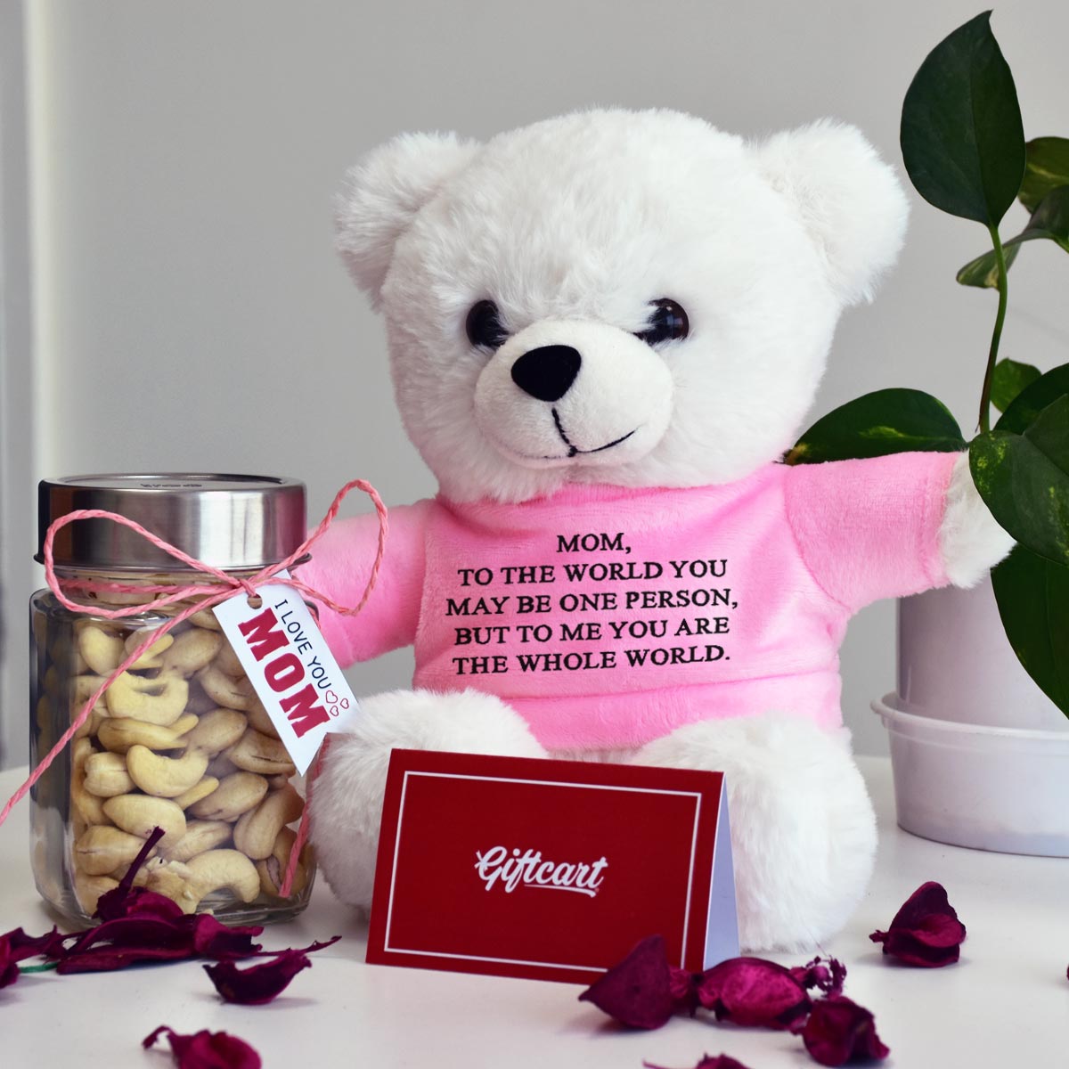 Cashew Nuts And Teddy Gift Hamper For Mom-1