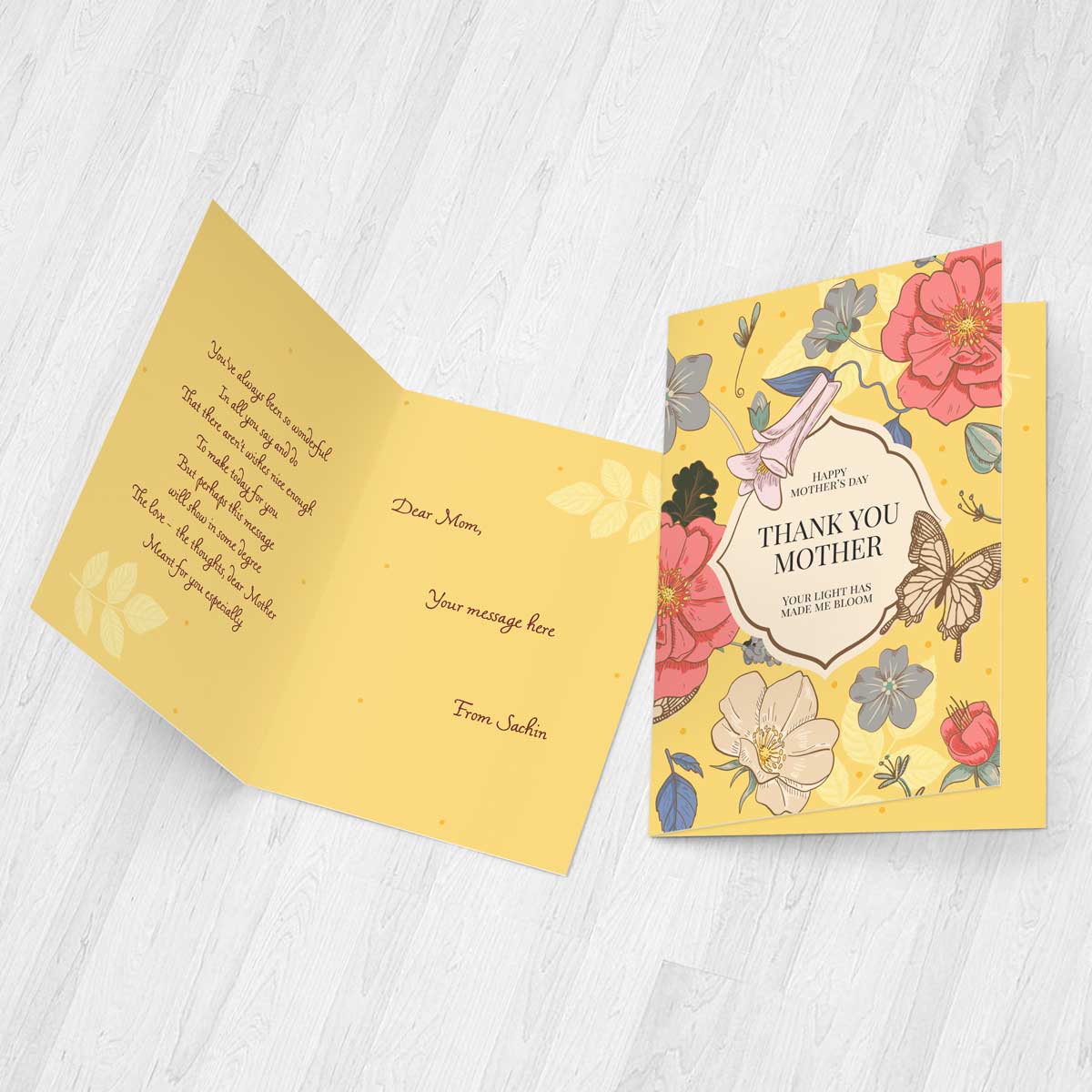 Personalized Thank You Mother Greeting Card Gift For Mom-2