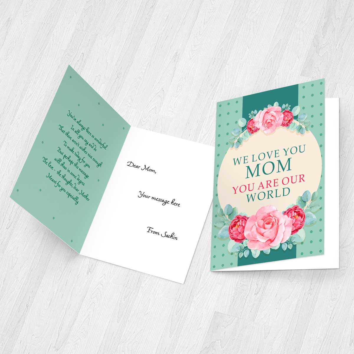 Personalised We Love You Mom Greeting Card-3