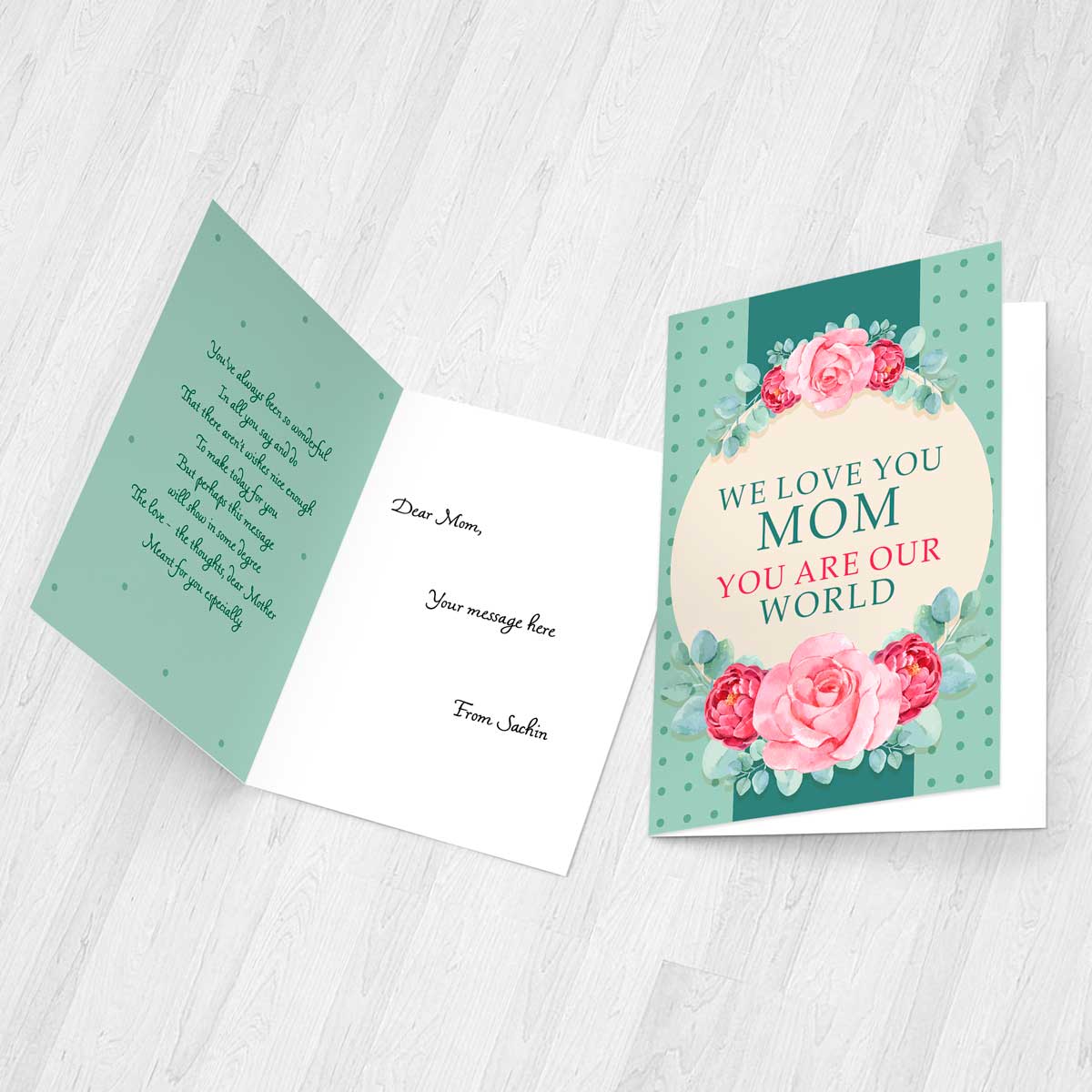 Customized We Love You Mom Greeting Card Gift For Mother's Day-3