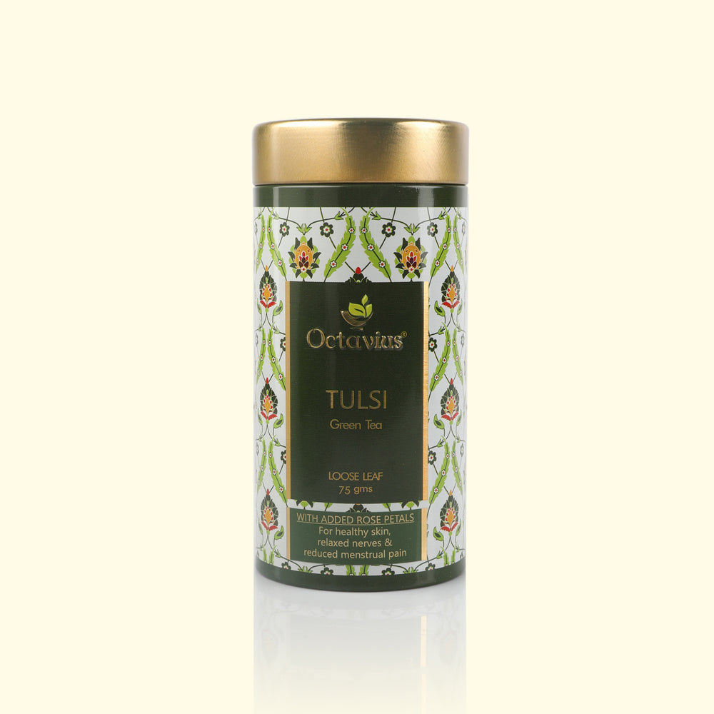 Tulsi Rose Chamomile Green Tea Loose Leaf - 75 Gms Tin Can