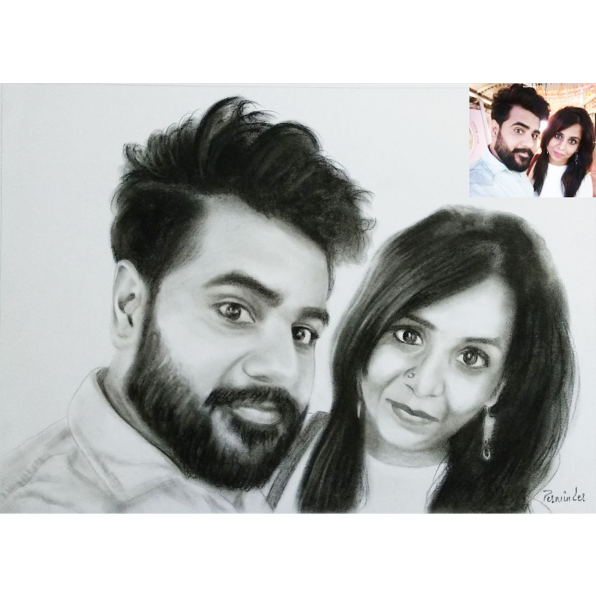 Handmade Custom Charcoal Sketch Family/Group Portrait-3