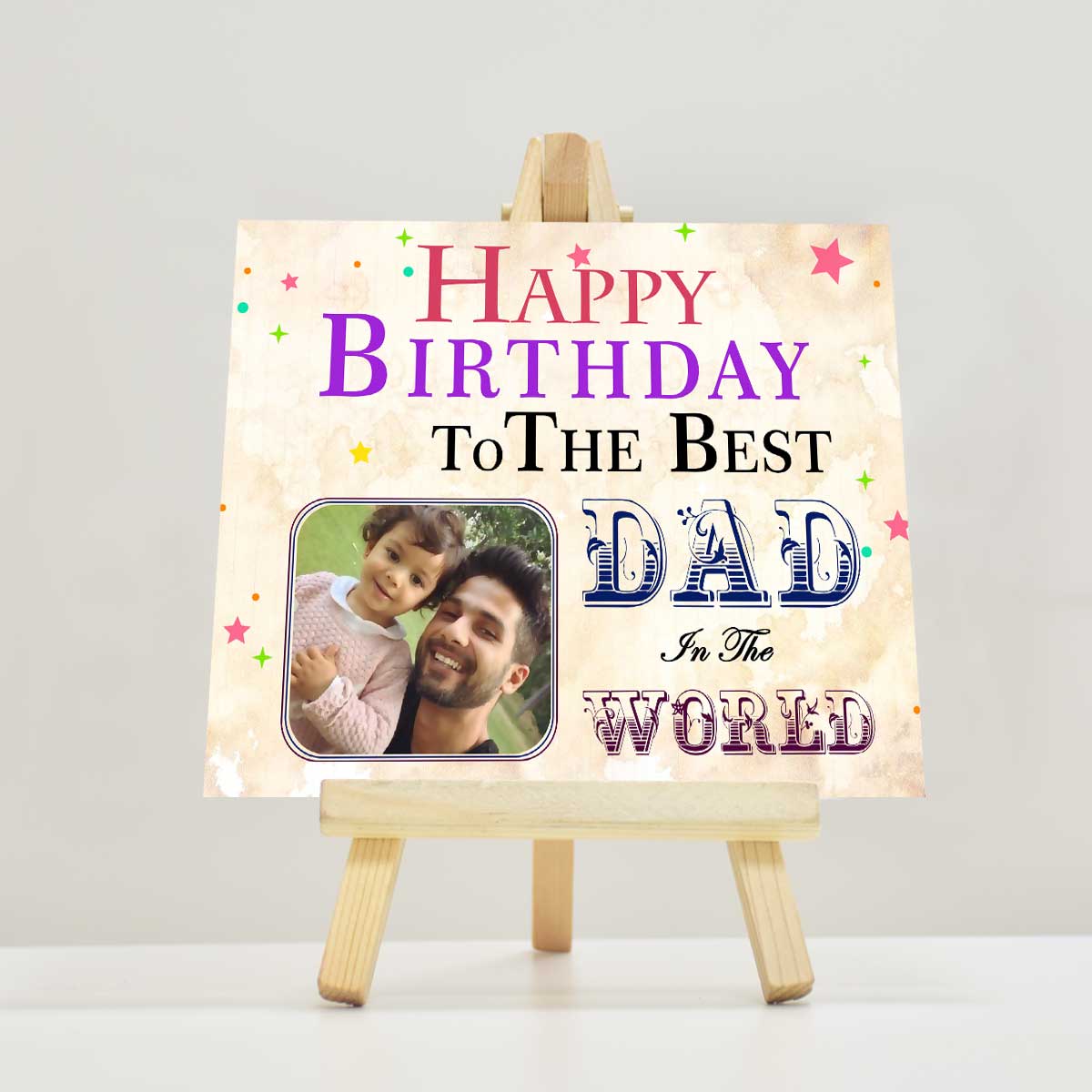 Personalised Best Dad In The World Mini Easel-1