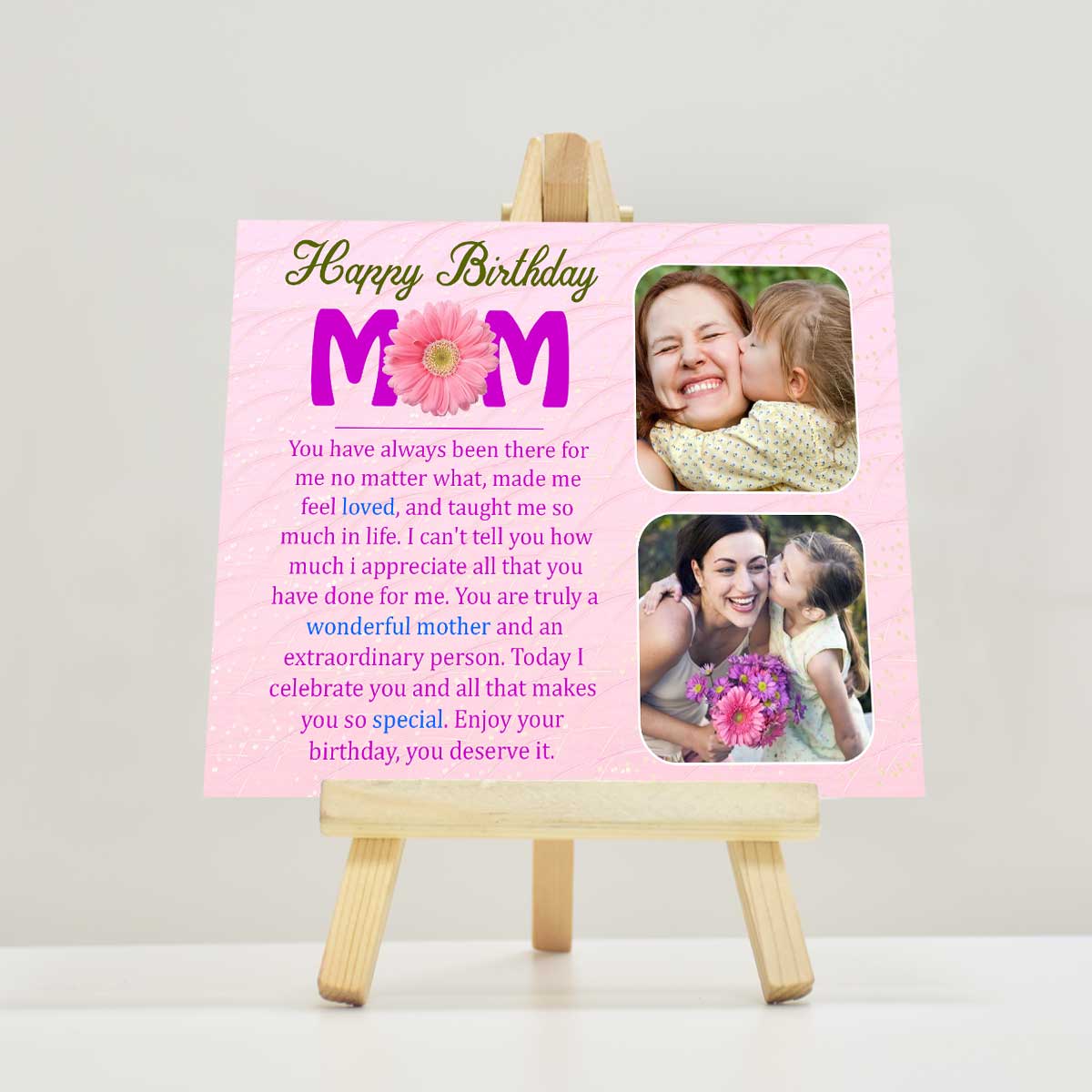 Personalised Happy Birthday Mom Mini Easel-1