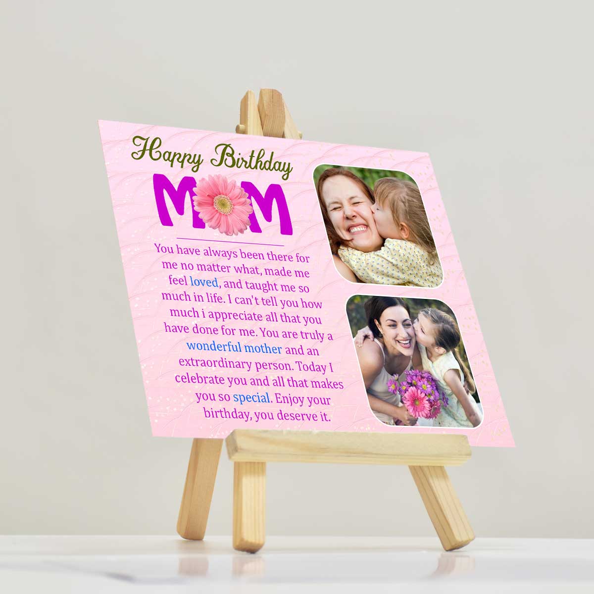 Personalised Happy Birthday Mom Mini Easel-2
