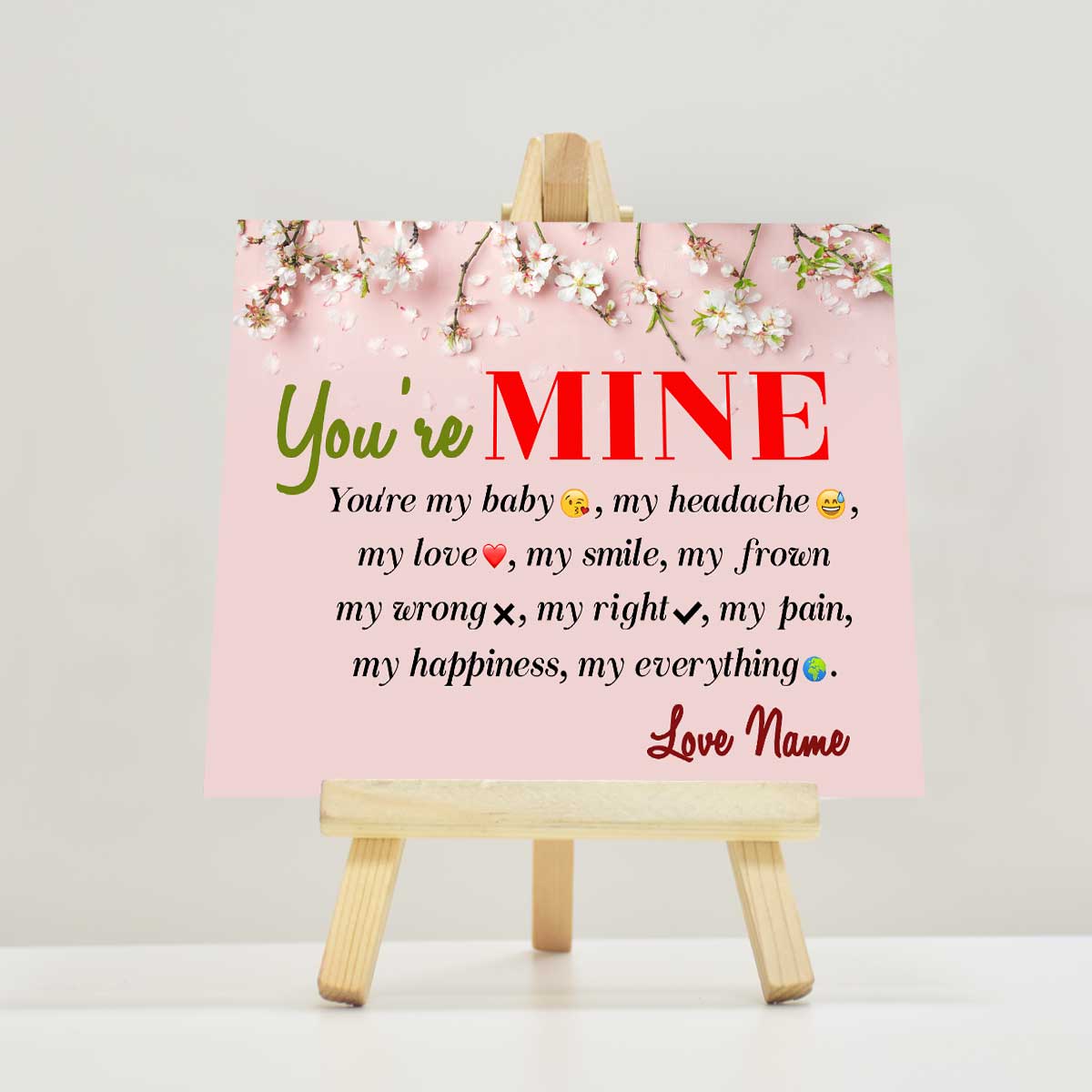 Personalised You Are Mine Mini Easel-1