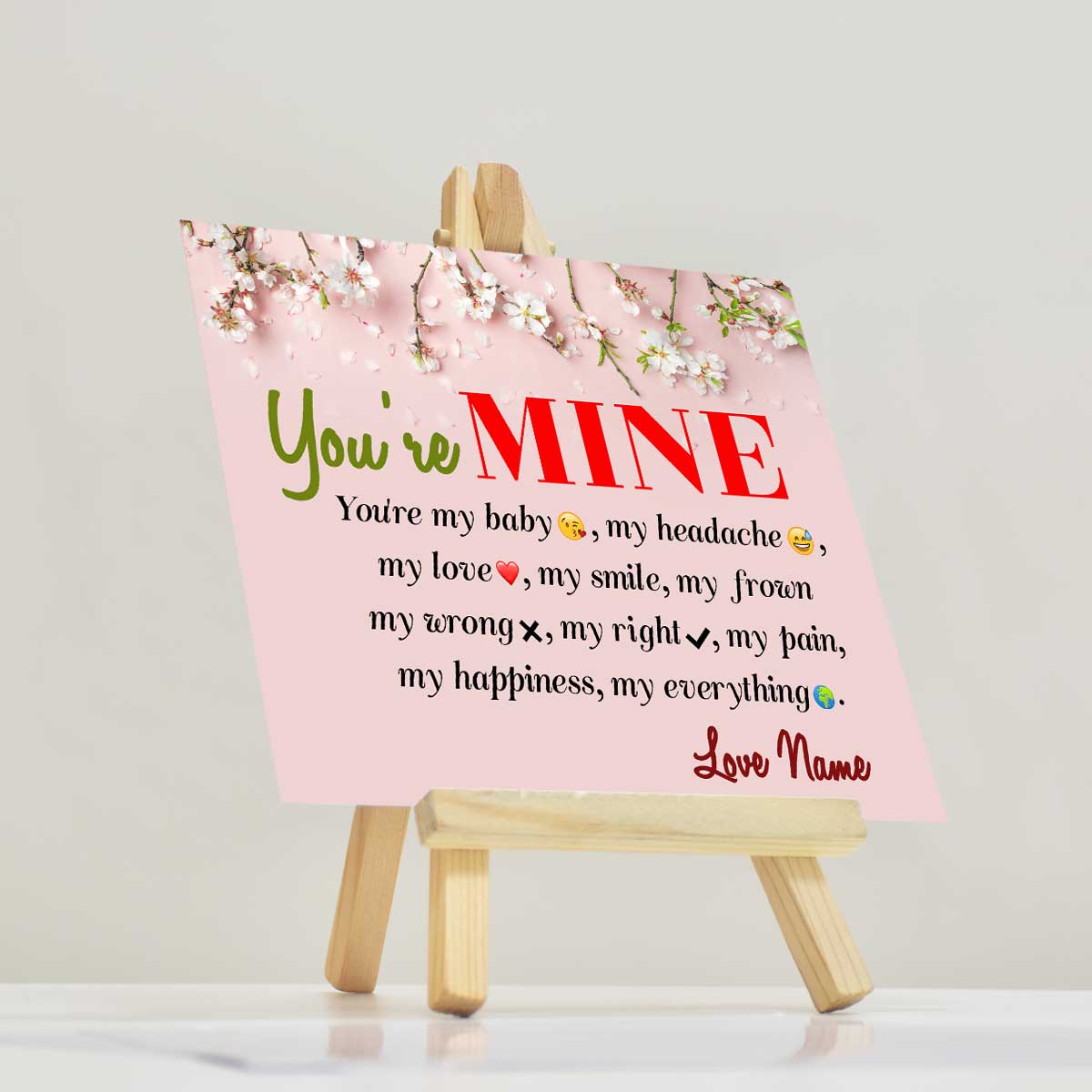Personalised You Are Mine Mini Easel-2