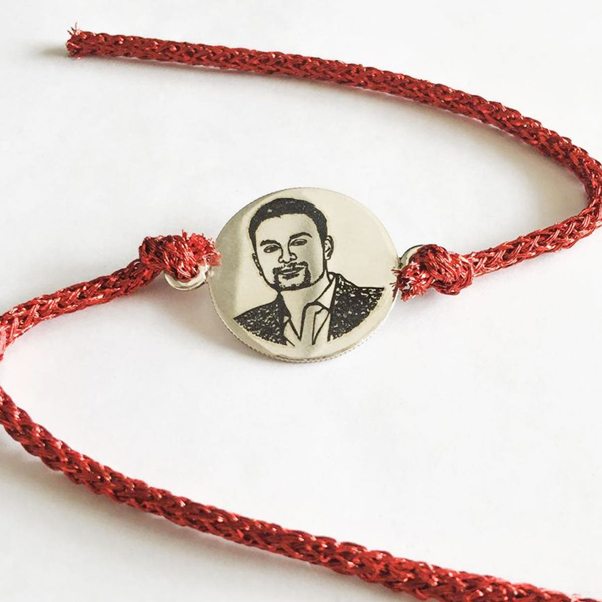 Personalized Soul Brother Photo Engraved Silver Rakhi-1