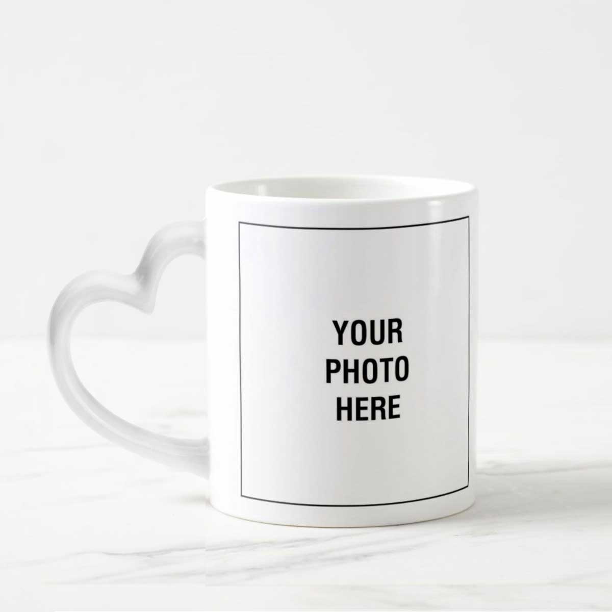 Personalised Photo Heart Shape Handle Ceramic Mug