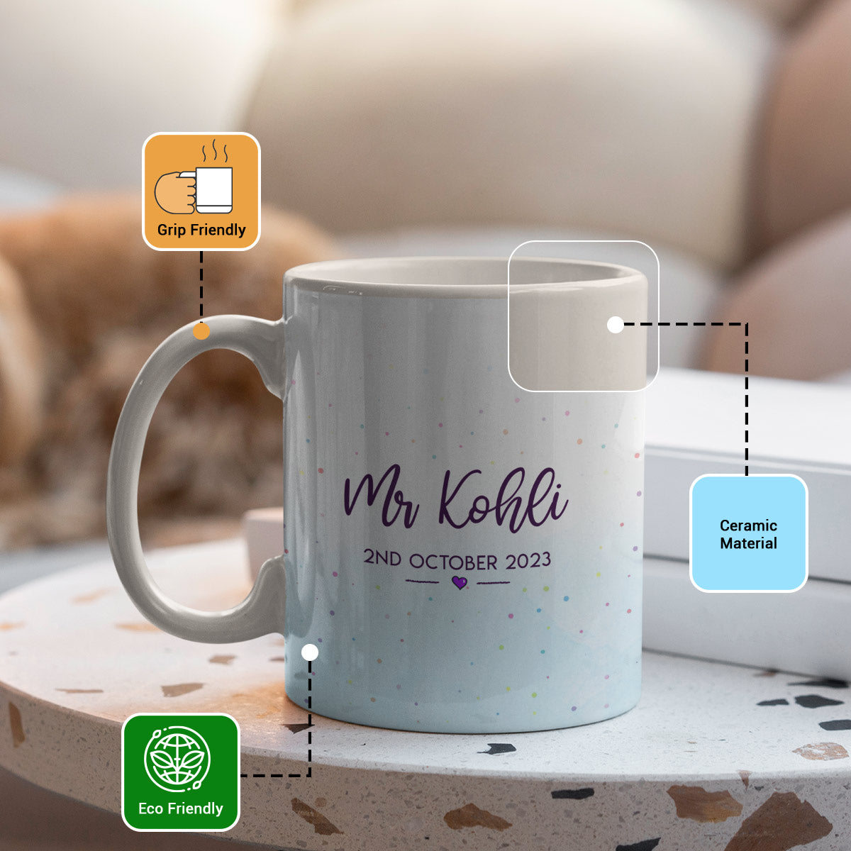 Personalized Mr & Mrs With Couple Name & Date Coffee Mug Set for Valentine's Day-7