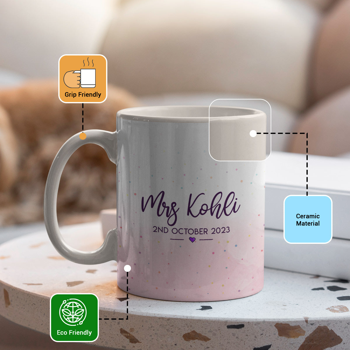 Personalized Mr & Mrs With Couple Name & Date Coffee Mug Set for Valentine's Day-8