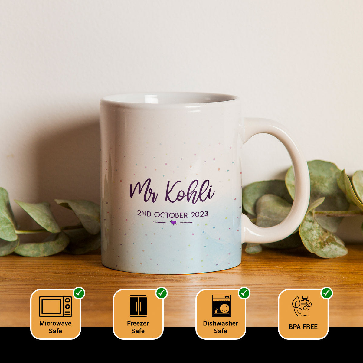 Personalized Mr & Mrs With Couple Name & Date Coffee Mug Set for Valentine's Day-5