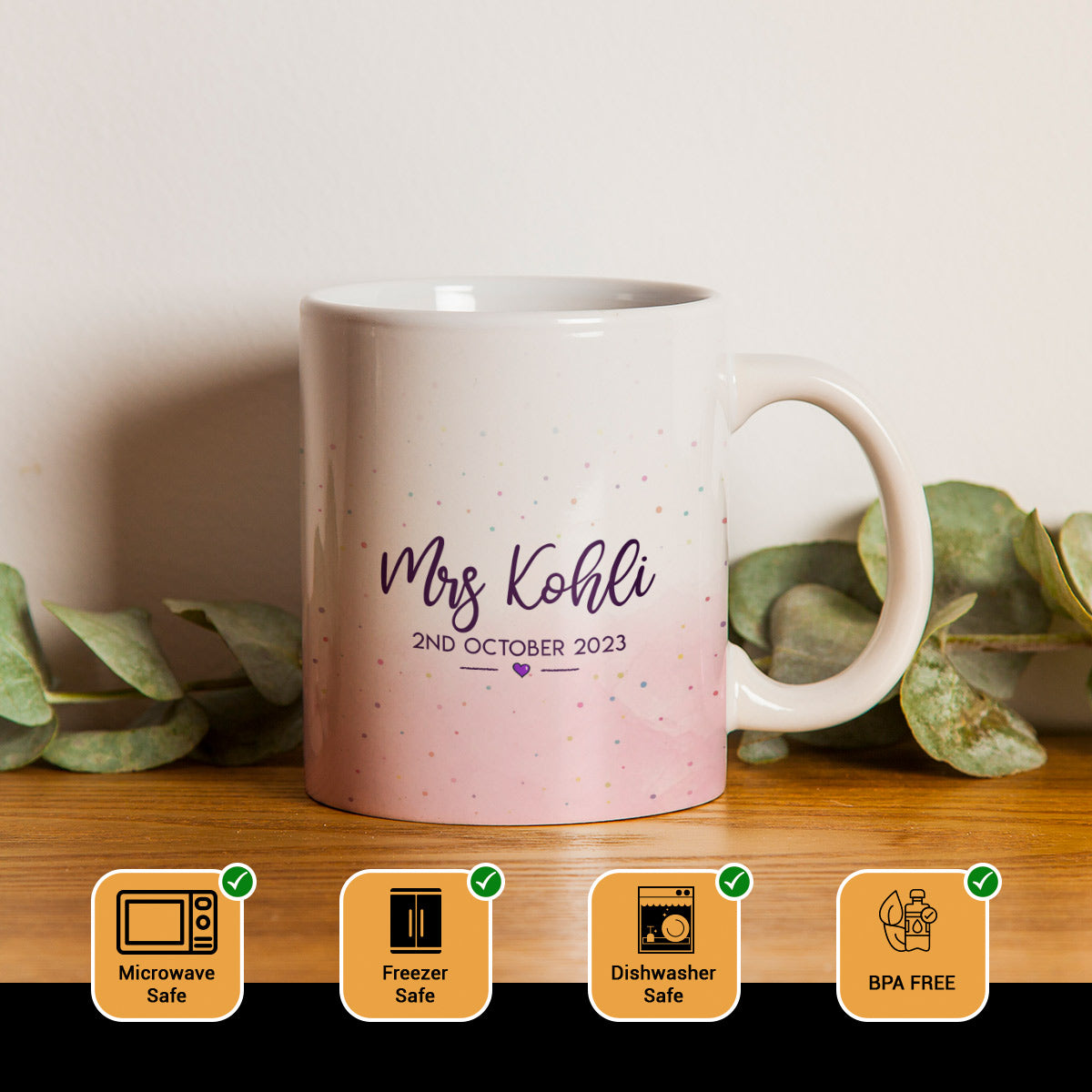Personalized Mr & Mrs With Couple Name & Date Coffee Mug Set for Valentine's Day-6