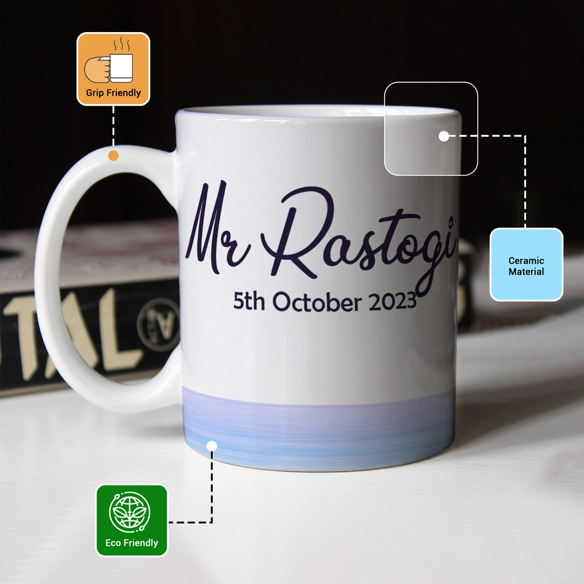 Personalized Couple Name & Date Coffee Mug Set for Couple-4