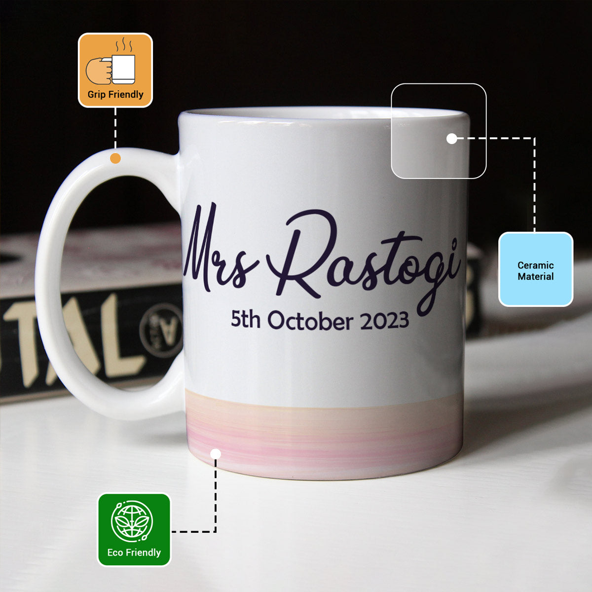 Personalized Couple Name & Date Coffee Mug Set for Couple 5