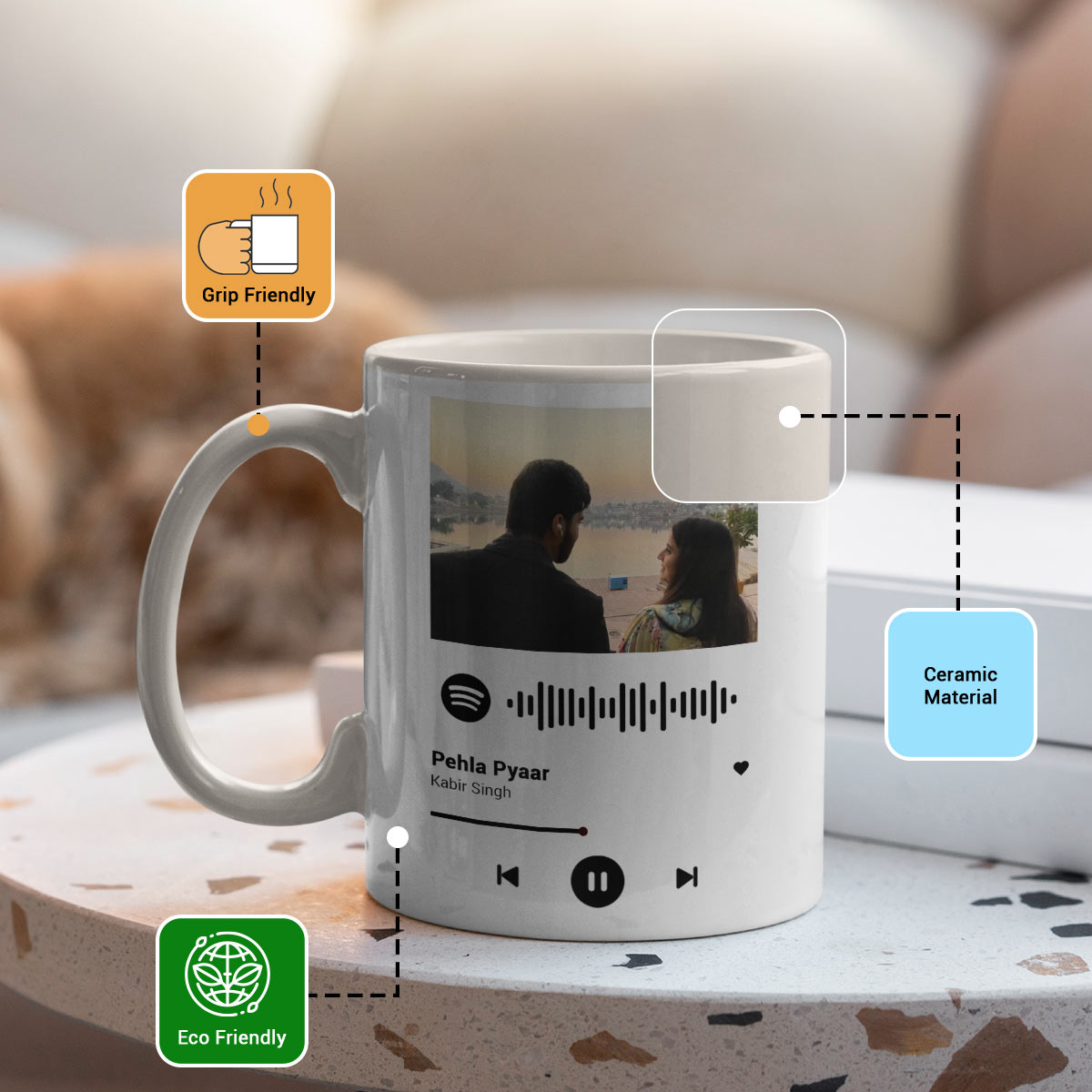 Personalized Photo Spotify Couple Coffee Mug for Valentine's Day-4
