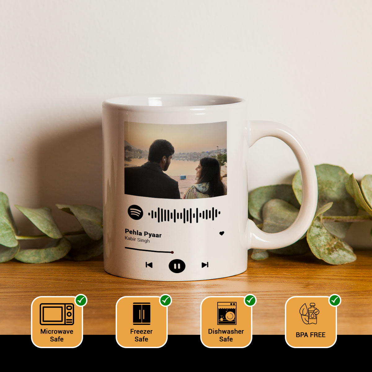 Personalized Photo Spotify Couple Coffee Mug for Valentine's Day-3
