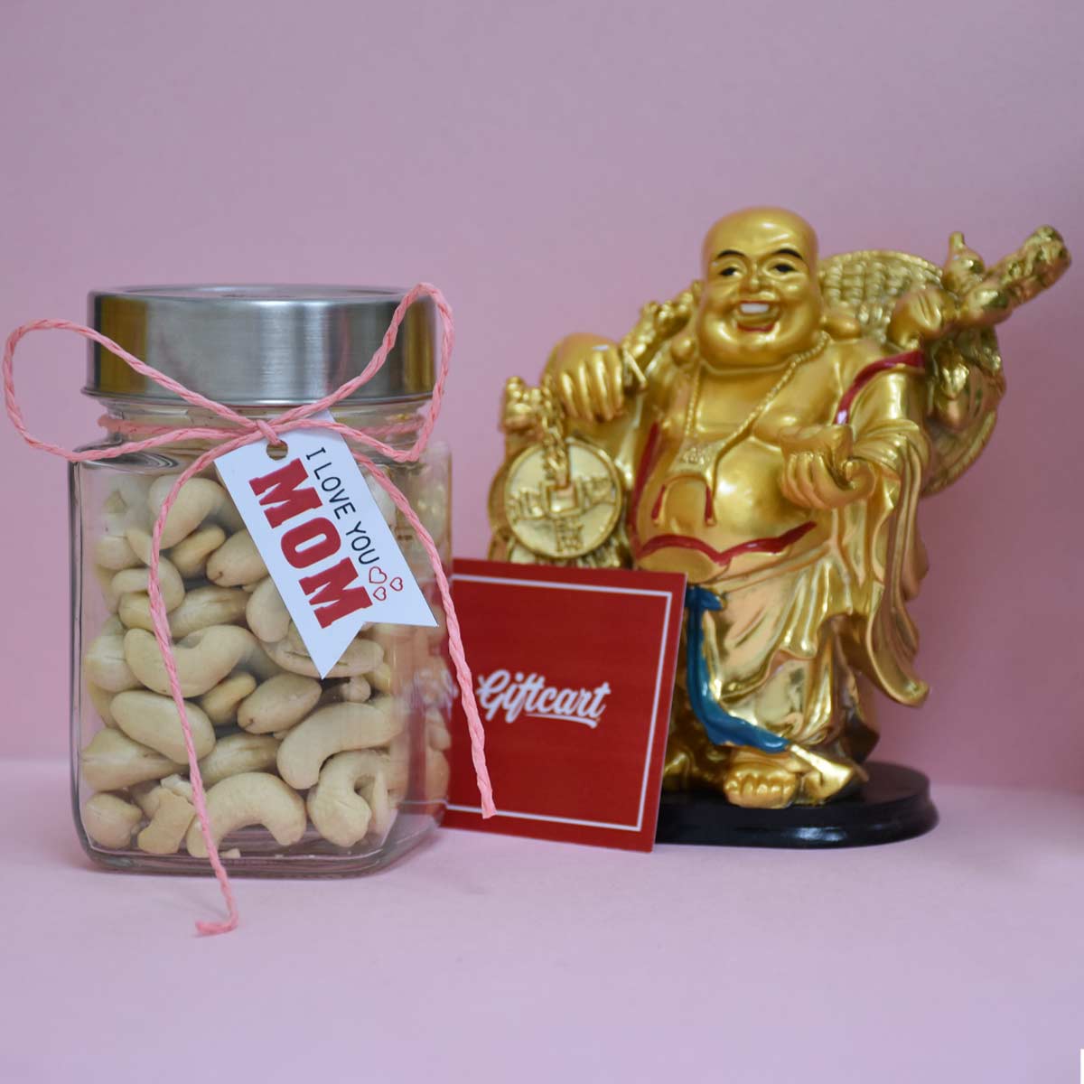 Mothers Day Gift Hamper with Cashew Nuts and Laughing Buddha-1
