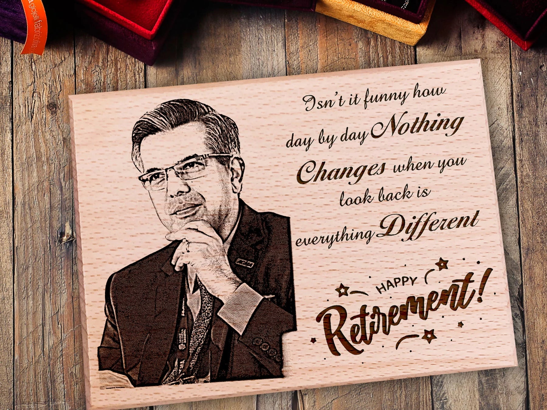 Personalized Engraved Wooden Photo Frame Gift for Retirement