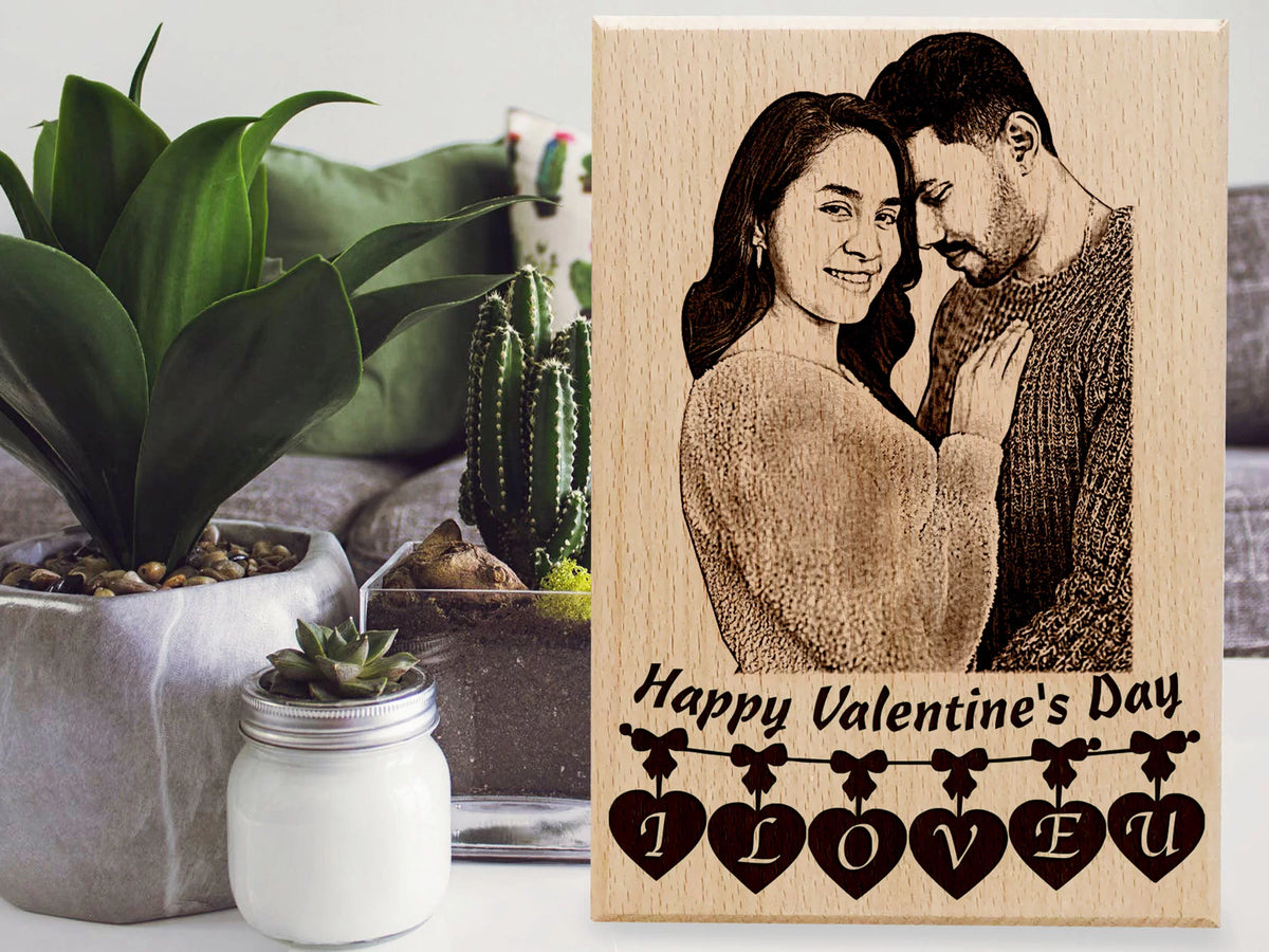 Valentine's Day Special Gifts Customised Engraved Photo Plaque Wood-1