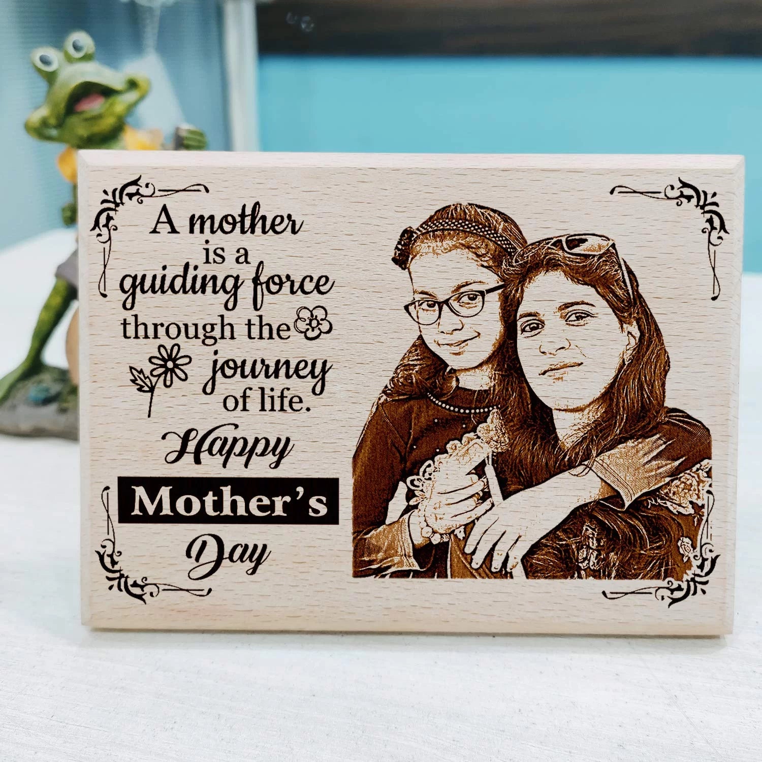 Wooden Happy Mother's Day Customized Engraved Photo Plaque-3
