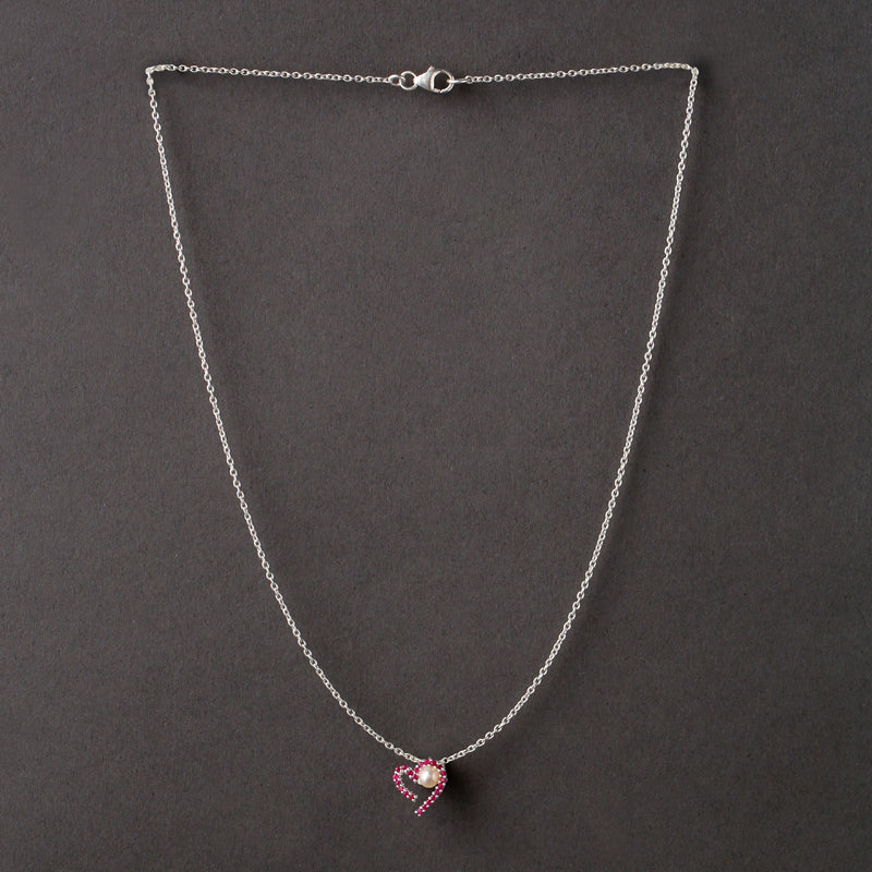 Pearl & Ruby Heart Necklace-3