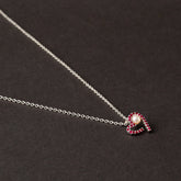 Pearl & Ruby Heart Necklace