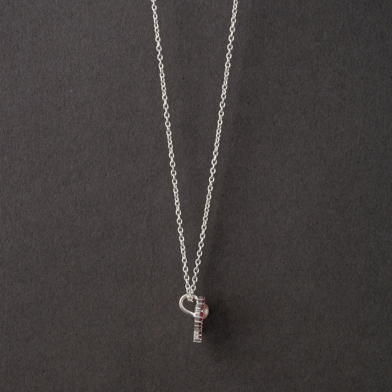 Pearl & Ruby Heart Necklace-5